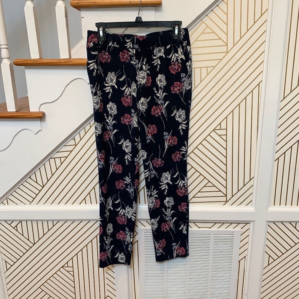 Ann Taylor Floral Blue Dress Pants